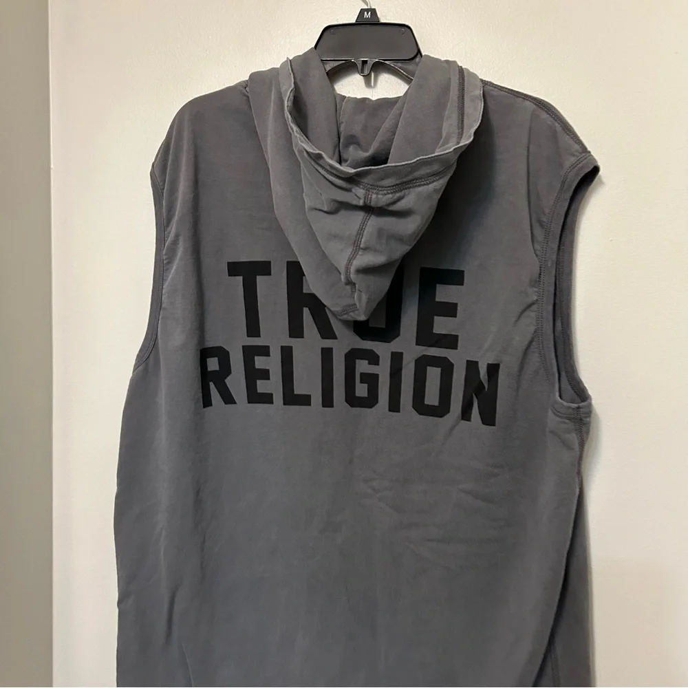 TRUE RELIGION Sleevless Hoodie Men’s Size XXXL 3XL MSRP $128 Gray Grey